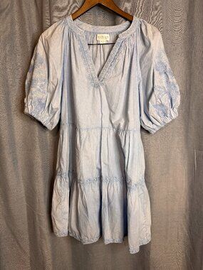 Velvet by Graham & Spencer Light Blue Embroidered Mini Dress XS